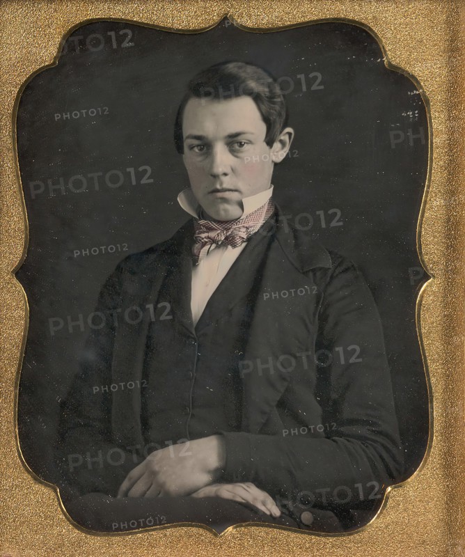 Young Man with Up-turned Collar and Bow Tie, 1850s.