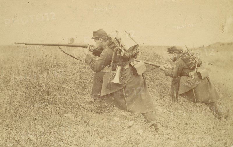 Soldier with Rifle and Bugle, 1880s-90s.