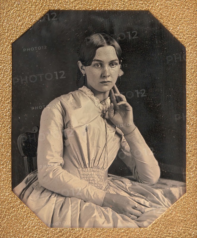 Seated Young Woman with Hand Raised to Jawline, 1840s-50s.