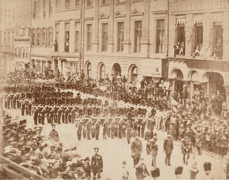 Old Boston Fuseliers on State Street, 1858.