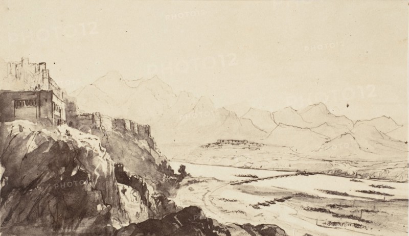 Attock on the Indus River- From a Drawing, 1858-61.
