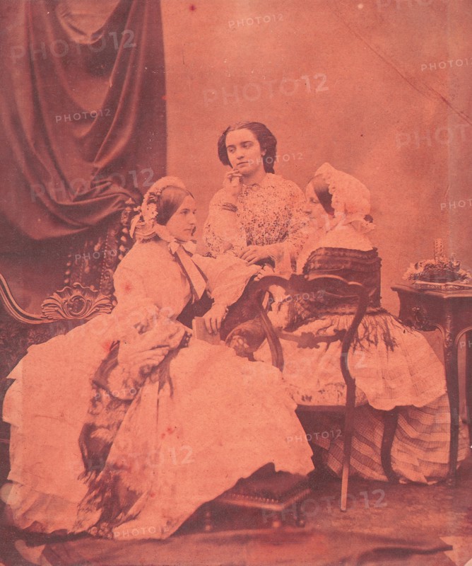 Three Claudet Family Women Seated in Studio, 1850s.