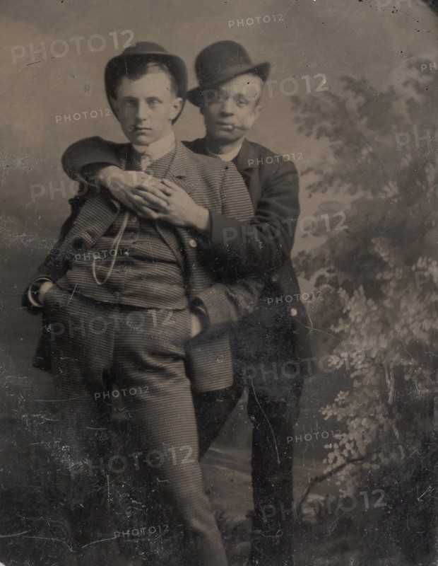 Two Young Men, One Embracing the Other, 1880s.