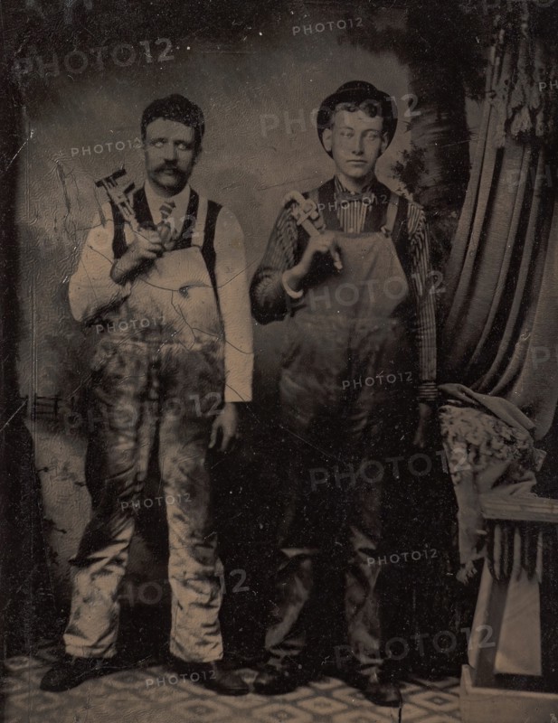 Two Plumbers in Overalls, 1880s.