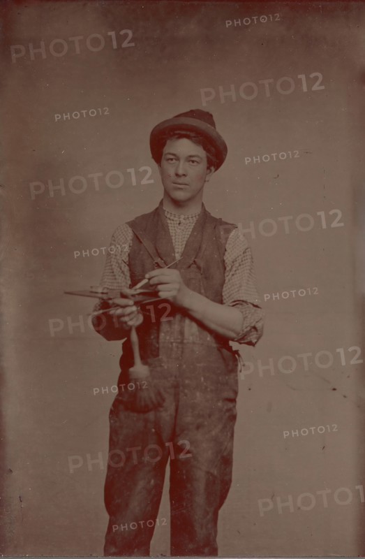 Painter Holding Palette and Brushes, 1870s.