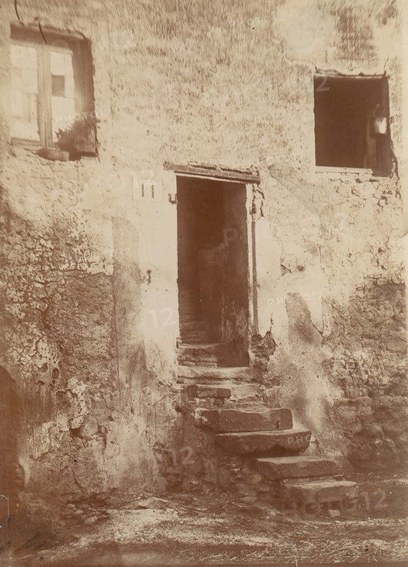 Doorway Into Crumbling Brick Building, 1850s.