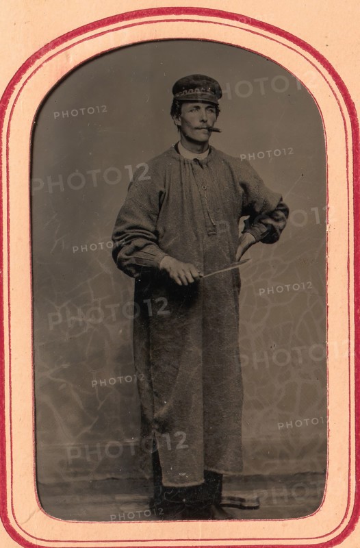 Plasterer Smoking a Cigar, Trowel in Hand, 1860s-70s.