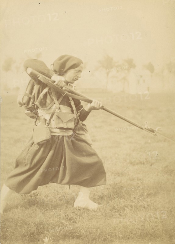 [Soldier Training with Bayonet], 1880s-90s.