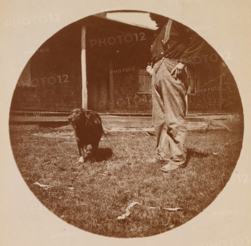 Snapshot: Dog and Man, ca. 1890.