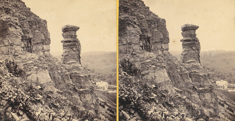 Group of 11 Early Stereograph Views of British Landscapes, 1850s-1920s. [The Devil's Chimney, Leckhampton].