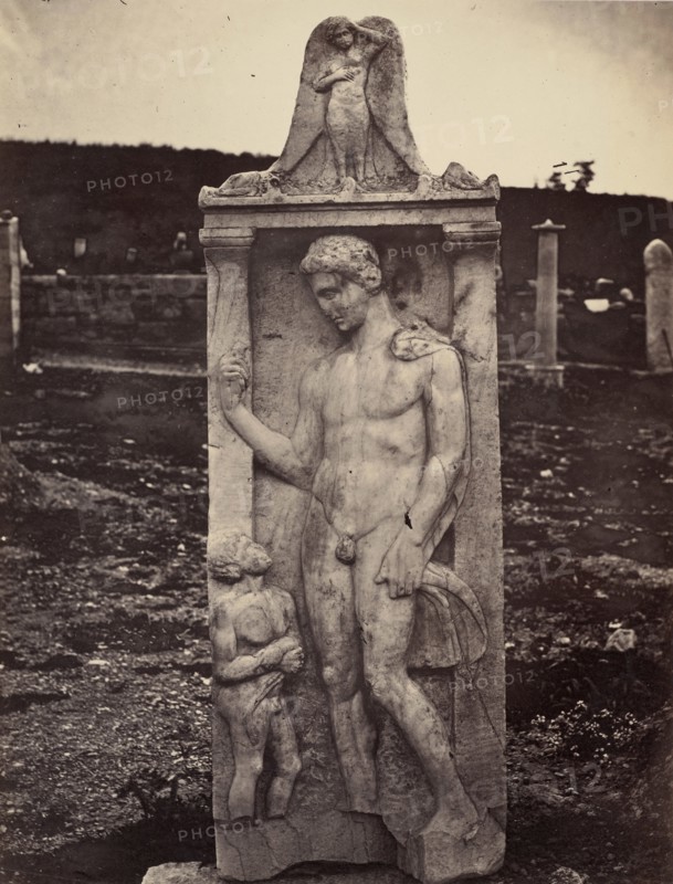 Stele from the Kerameikos Cemetery, Athens, early 1880s.