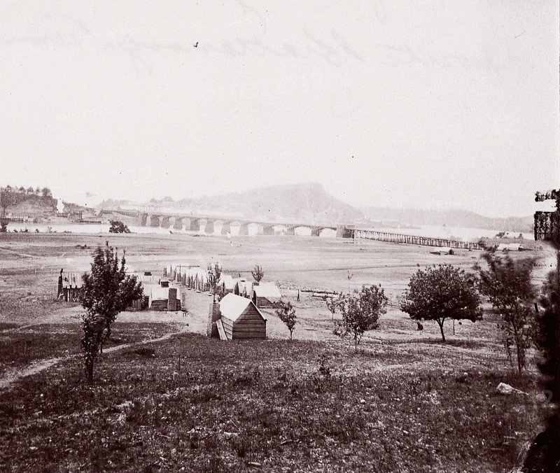 Bridge Builders Camp opposite Chattanooga, ca. 1864.