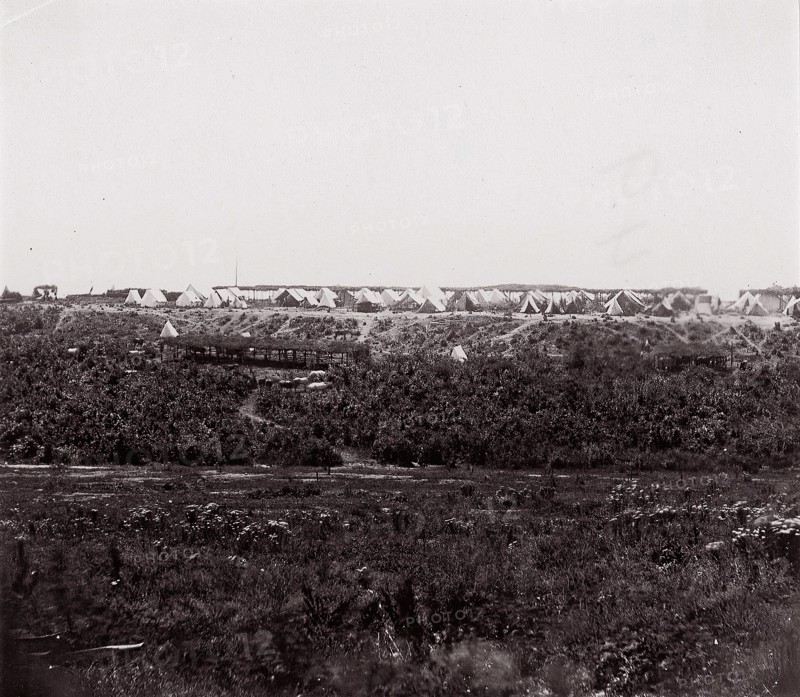 [Encampment on a bluff], 1861-65. Formerly attributed to Mathew B. Brady.