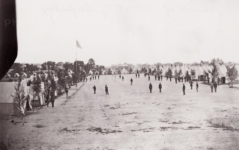 Camp of 153rd New York Infantry, ca. 1861. Formerly attributed to Mathew B. Brady.