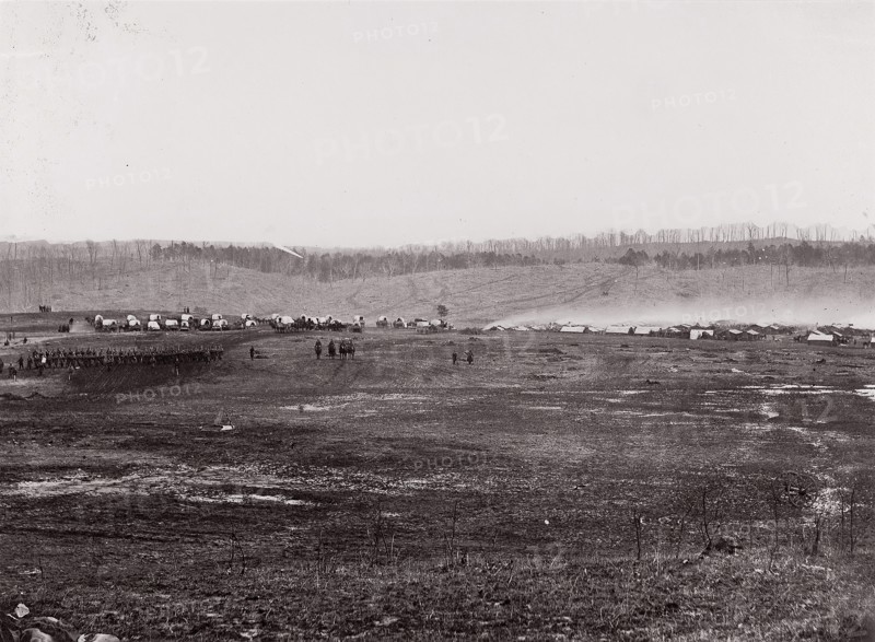 [Maneuvers, Union Cavalry, Winter Quarters]. Brady album, p. 127, 1861-65. Formerly attributed to Mathew B. Brady.