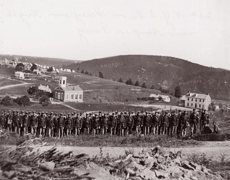 Maryland Heights, near Harper's Ferry, New York State Militia, 1861-65. Formerly attributed to Mathew B. Brady