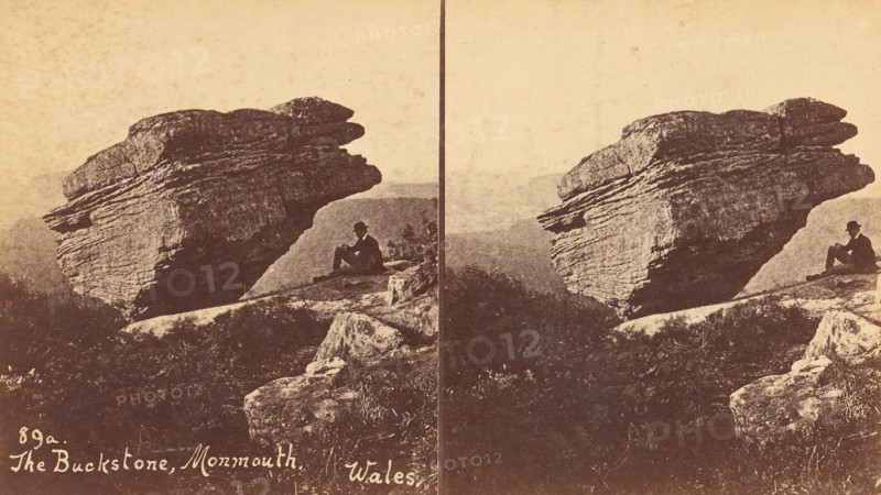 Group of 6 Stereograph Views of British Landscapes, 1850s-1910s. [The Buckstone, Monmouth, Wales].