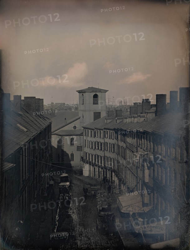 View Down Brattle Street from the Southworth & Hawes Studio at 5 1/2 Tremont Row, Boston, 1855.