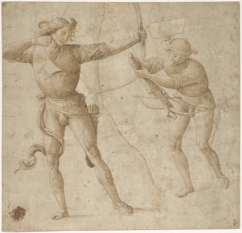 An Archer and an Arbalist, c. 1500. Creator: Perugino (ca. 1450-1523).