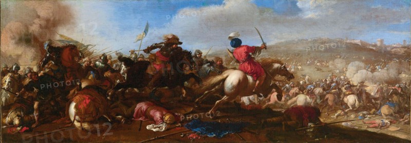 Battle scene between Turks and Christians. Creator: Courtois, Jacques (1621-1676).