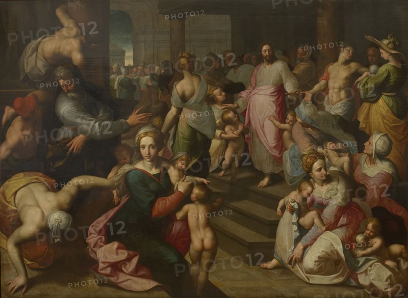 Christ Blessing the Children (Let the little children come to me). Creator: Backer, Jacob, de (1540/45-ca. 1600).