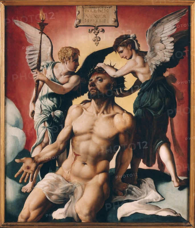 Christ crowned with thorns between two angels, 1532. Creator: Heemskerck, Maarten Jacobsz, van (1498-1574).