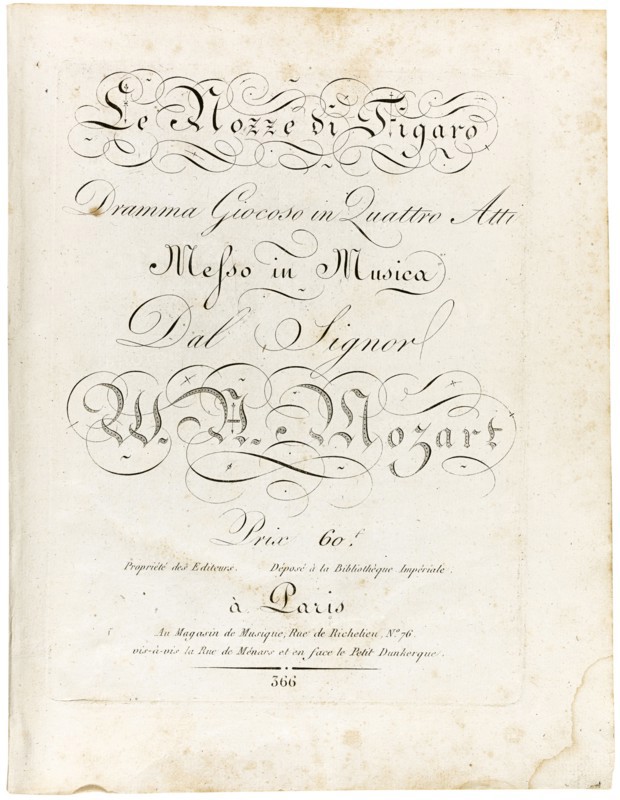 Cover of the score Le nozze di Figaro dramma giocoso in quattro atti, Between 1806 and 1810. Creator: Mozart, Wolfgang Amadeus (1756-1791).