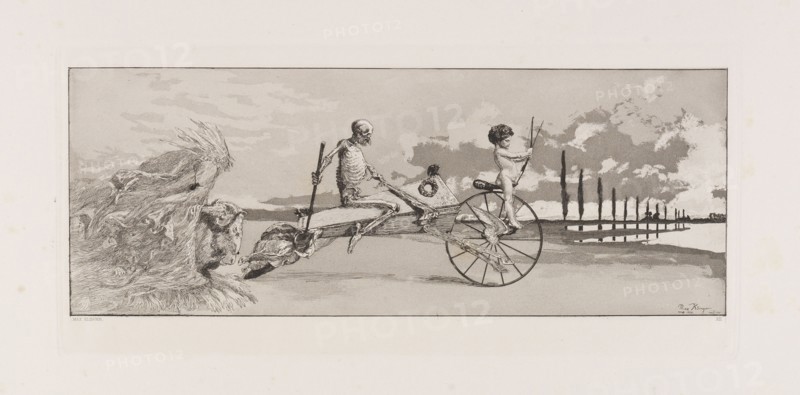 Cupid, Death and the Beyond (Amor, Tod und Jenseits) (plate XII) from Intermezzos..., 1881. Creator: Klinger, Max (1857-1920).