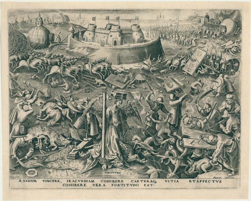 Fortitudo (Fortitude) from The Seven Virtues, 1559. Creator: Galle, Philipp (Philips) (1537-1612).