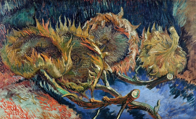 Four cut sunflowers, 1887. Creator: Gogh, Vincent, van (1853-1890).