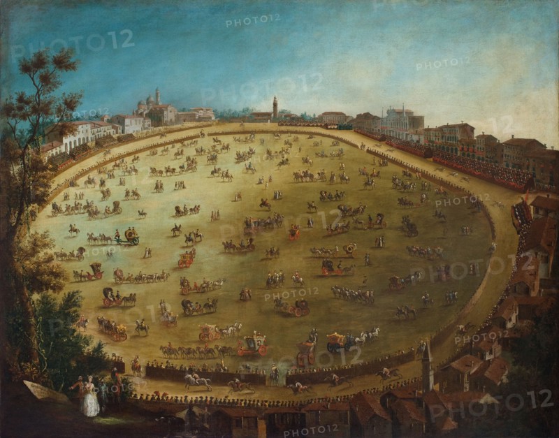 Horse races at the Prato della Valle in Padua, Mid of the 18th cen.. Creator: Fossati, Giorgio (1706-1778).