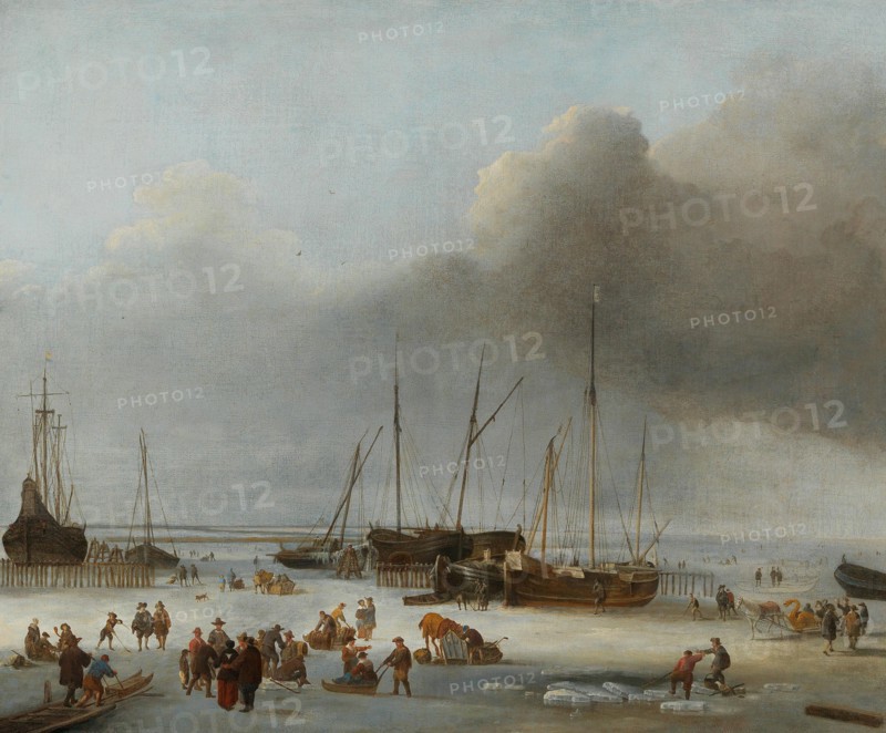 Ice-skating on the Eastern Docks of Amsterdam, Second Half of the 17th cen.. Creator: Dubbels, Hendrick Jacobsz. (1621-1707).