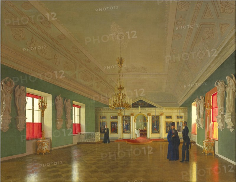 Interior of the Palace Church of St. Alexander Nevsky, Anichkov Palace, Saint Petersburg, 1850. Creator: Tutukin, Pyotr Vasilyevich (1819-1900).