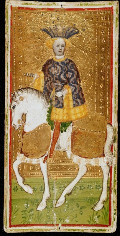 Knight of Cups. Tarot card, 1441-1444. Creator: Bembo, Bonifacio (c. 1420-c. 1480).