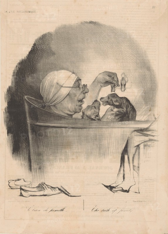 Le bain de famille (The bath of family), 1837. Creator: Daumier, Honoré (1808-1879).