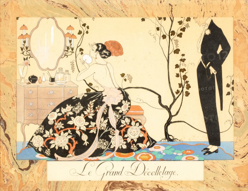 Le Grand Décolletage, from Le Bonheur du Jour ou, Les Graces à la Mode, 1924. Creator: Barbier, George (1882-1932).