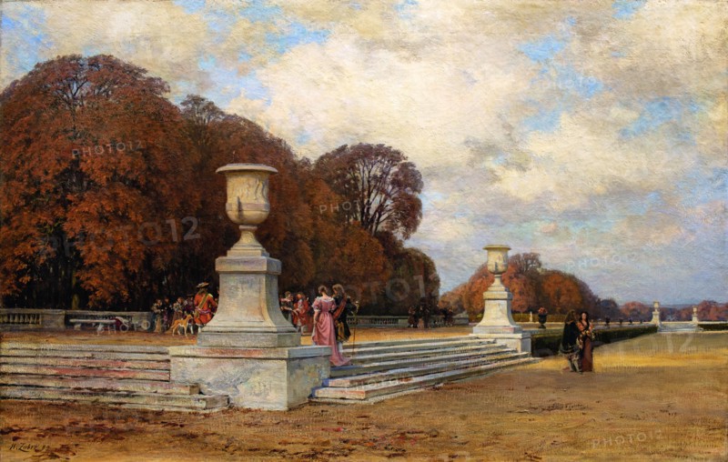 Les marches de marbre rose à Versailles, 1899. Creator: Zuber, Henri (1844-1909).