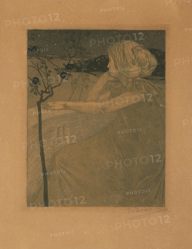 Meditation (On the Balcony), 1899-1900. Creator: Preissig, Vojtech (1873-1944).