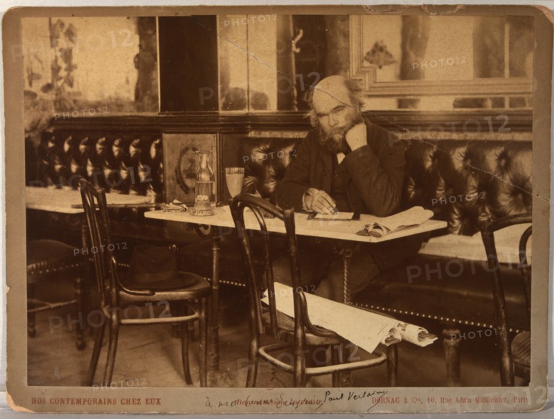 Paul Verlaine in café François 1er in Paris, 1892. Creator: Dornac, Paul (1858-1941).