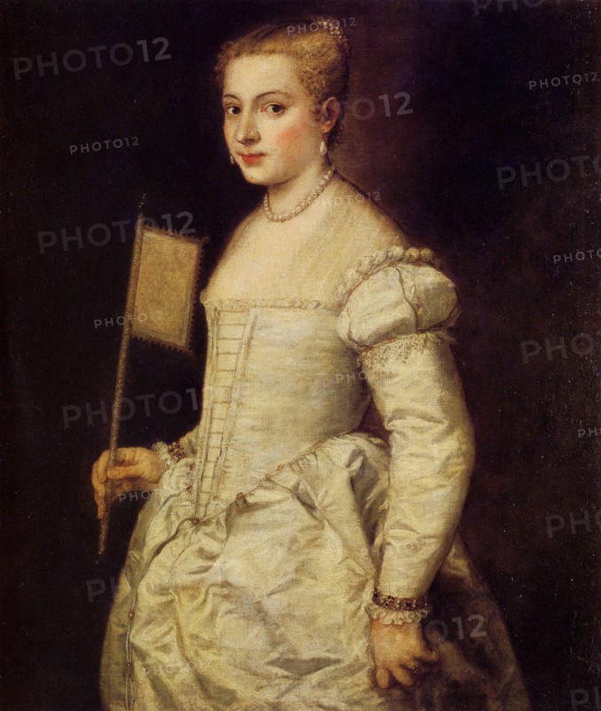 Portrait of a Lady in White, ca 1561. Creator: Titian (1488-1576).