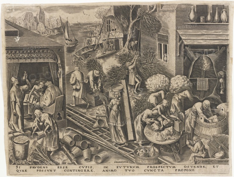 Prudentia (Prudence) from The Seven Virtues, 1559. Creator: Galle, Philipp (Philips) (1537-1612).