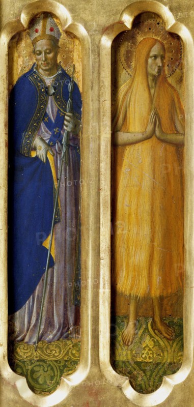 Saints Louis of Toulouse und Mary of Egypt (From the Perugia Altarpiece), ca 1437. Creator: Angelico, Fra Giovanni, da Fiesole (ca. 1400-1455).