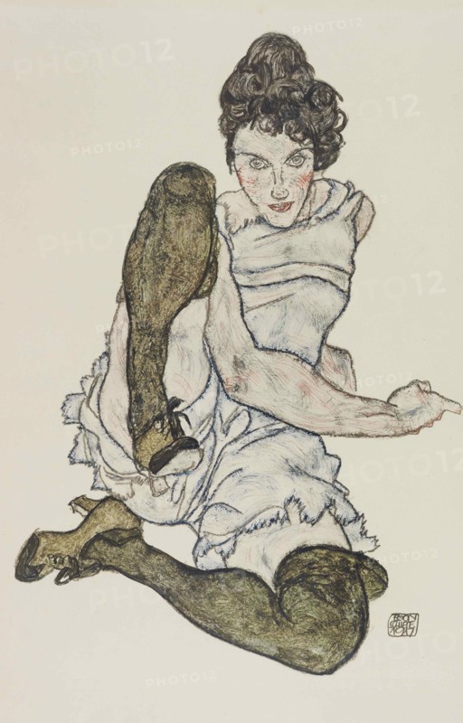 Seated Woman with Legs Drawn Up, 1917. Creator: Schiele, Egon (1890-1918).