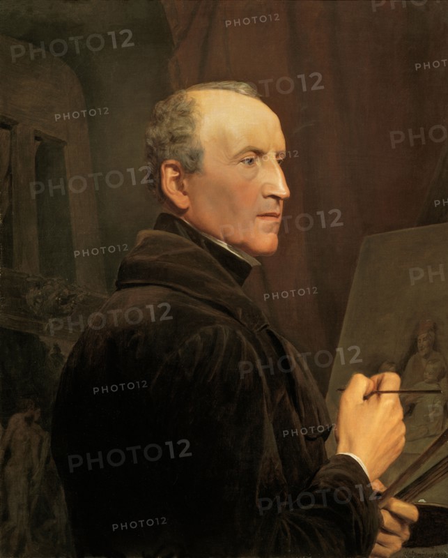 Self-Portrait at the Easel , 1848. Creator: Waldmüller, Ferdinand Georg (1793-1865).