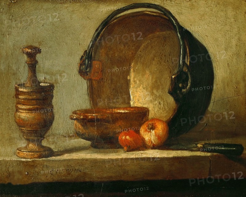 Still life with copper cauldron, 1732. Creator: Chardin, Jean-Baptiste Siméon (1699-1779).