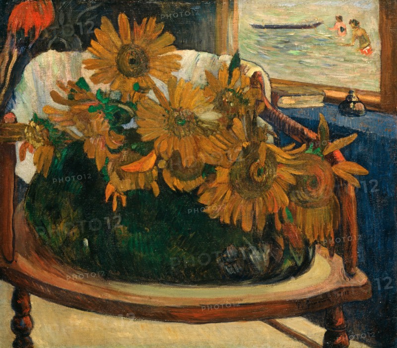 Sunflowers on an armchair (Tournesols sur un fauteuil), 1901. Creator: Gauguin, Paul Eugéne Henri (1848-1903).