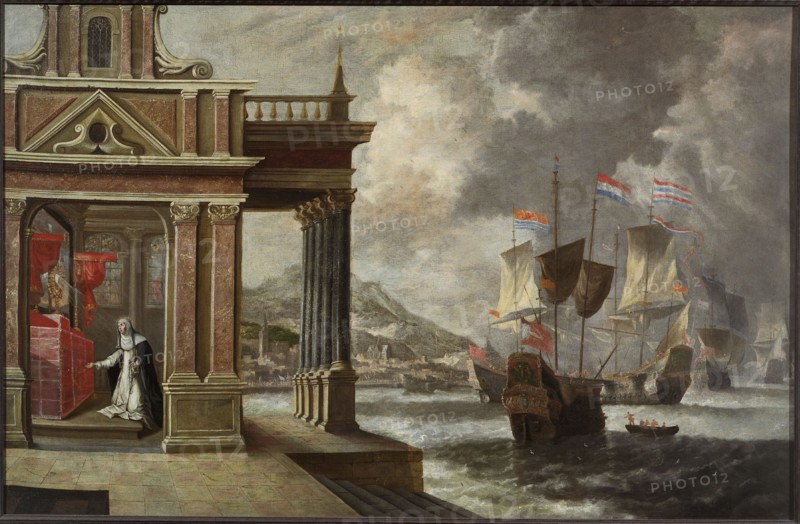 The Battle of Lepanto: Saint Catherine of Ricci and the embarkation, 1671. Creator: Peeters, Jan, the Elder (1624-1678).