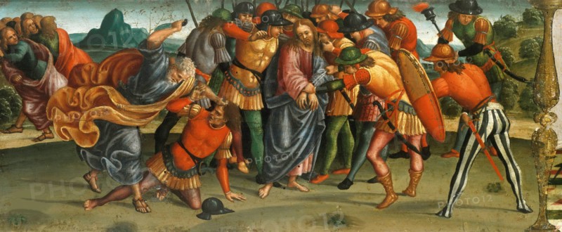 The Capture of Christ. (Lamentation over the Dead Christ, Predella panel), 1502. Creator: Signorelli, Luca (ca 1441-1523).