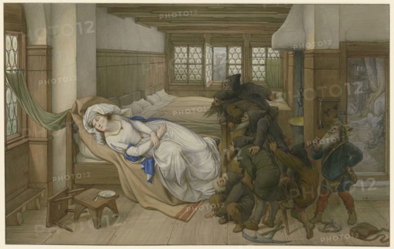 The dwarfs find Snow White asleep, 1874. Creator: Steinle, Edward von (1810-1886).
