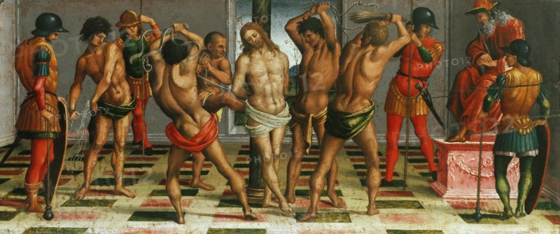 The Flagellation of Christ (Lamentation over the Dead Christ, Predella panel), 1502. Creator: Signorelli, Luca (ca 1441-1523).